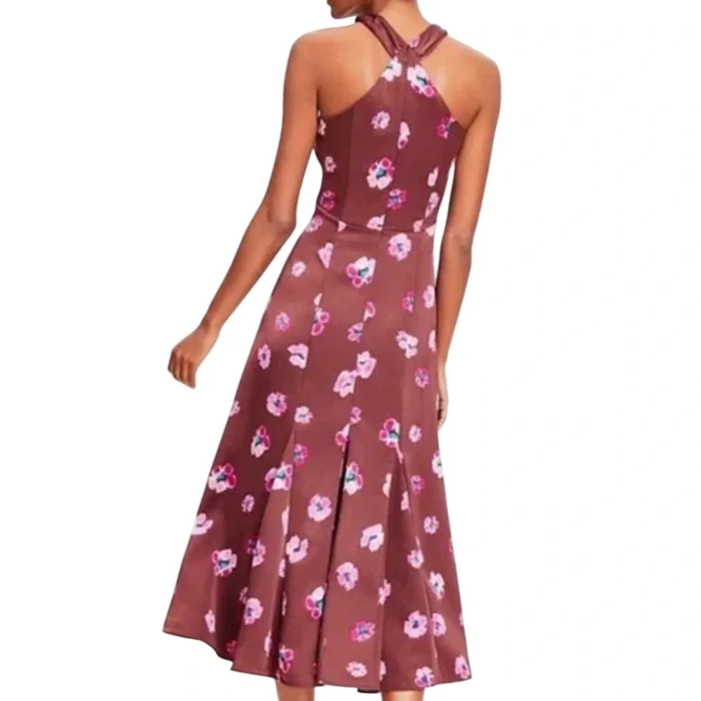 NWT LOFT Ikat‎ Buttercup Satin Godet Halter Midi Dress Womens Size 6
